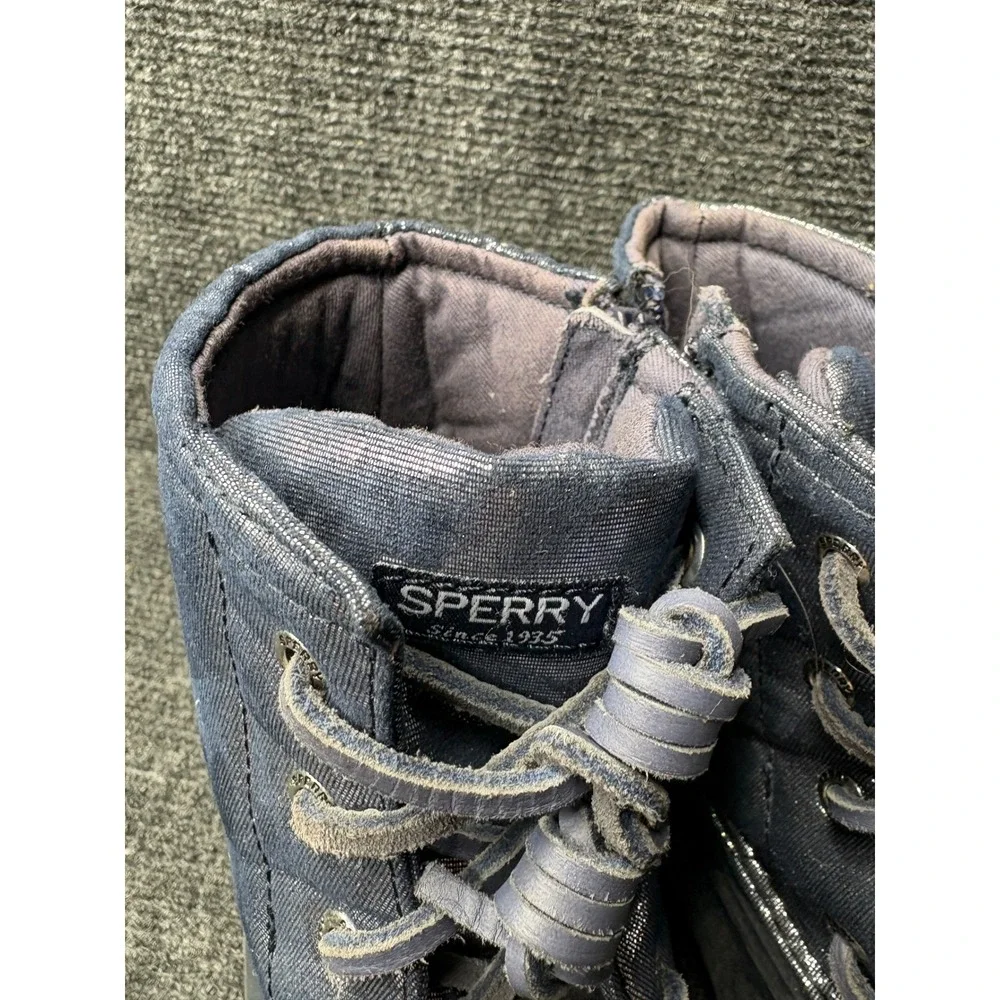 Sperry Saltwater Duck Boots Navy Blue Metallic Shimmer Womens 5M STK163856